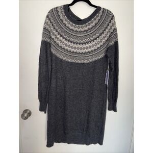 Artisan NY Fair Isle Nordic Sweater  Dress  Alpaca XL  Gray New With Tag